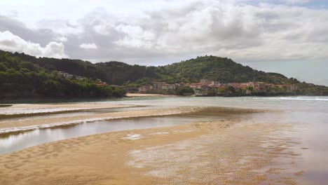 aerial drone view of the urdaibai biosphere reserve in mudaka in the basque country