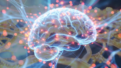abstract digital brain with neural network and data connections