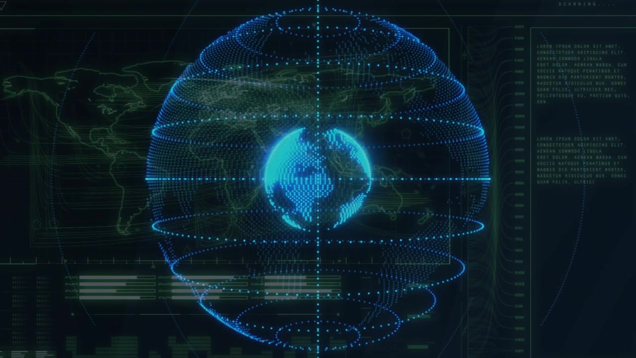 Animation of globe and data on navy background