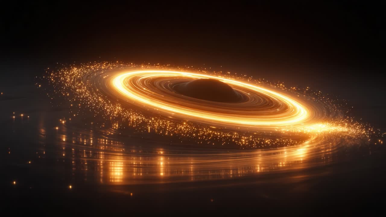 A Mesmerizing Cosmic Phenomenon: The Stunning Dance of Light and Matter Surrounding a Black Hole with Radiant Rings of Matter Emitting Stellar Glows