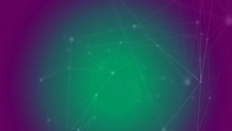 animation of network of connections against green and purple gradient background