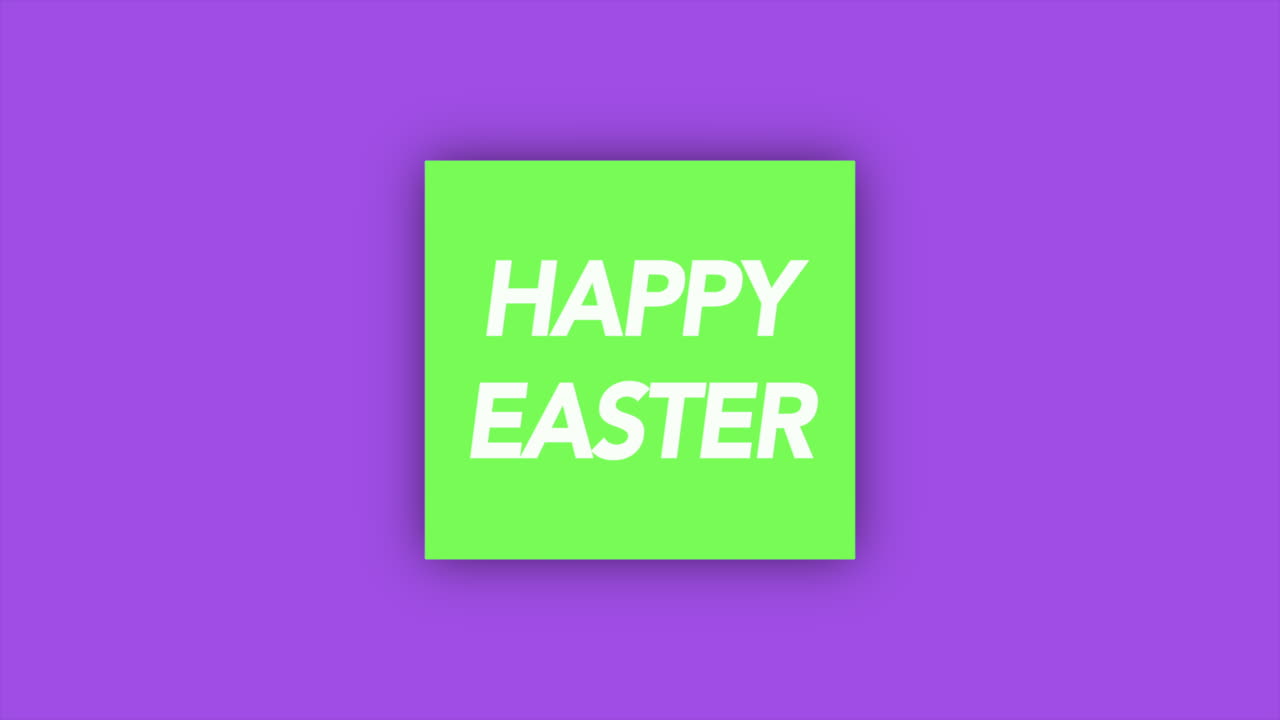 세련된 부활절 축하 카드 활기찬 보라색과 대담한 녹색 글으로 축하