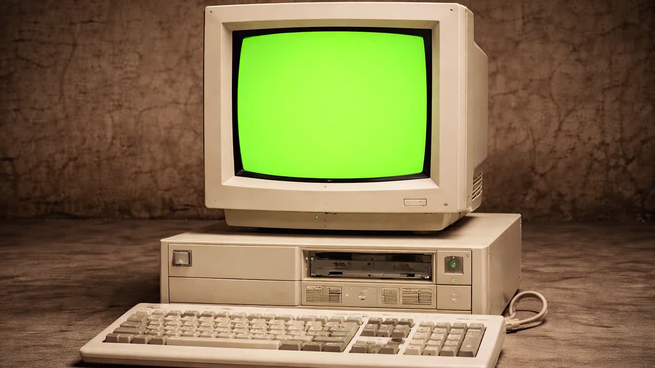 Multiple Vintage computers with Static and Green Screen