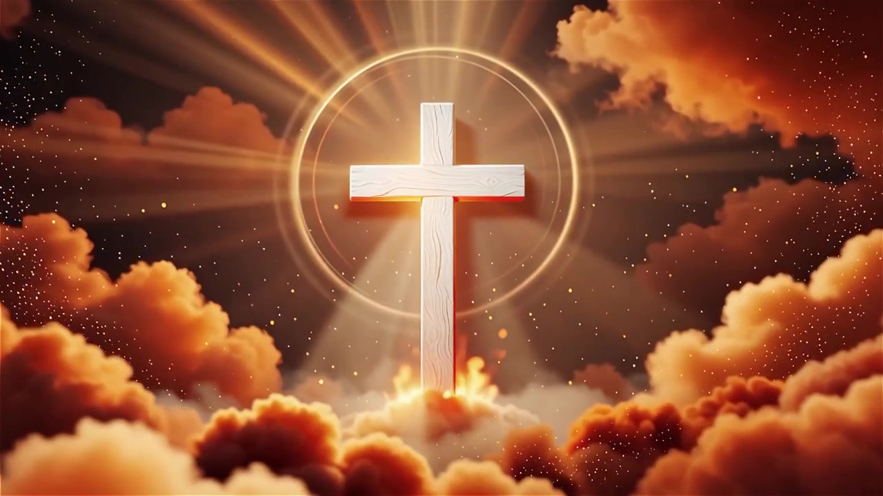 Christian Cross Heavenly Light Worship Background