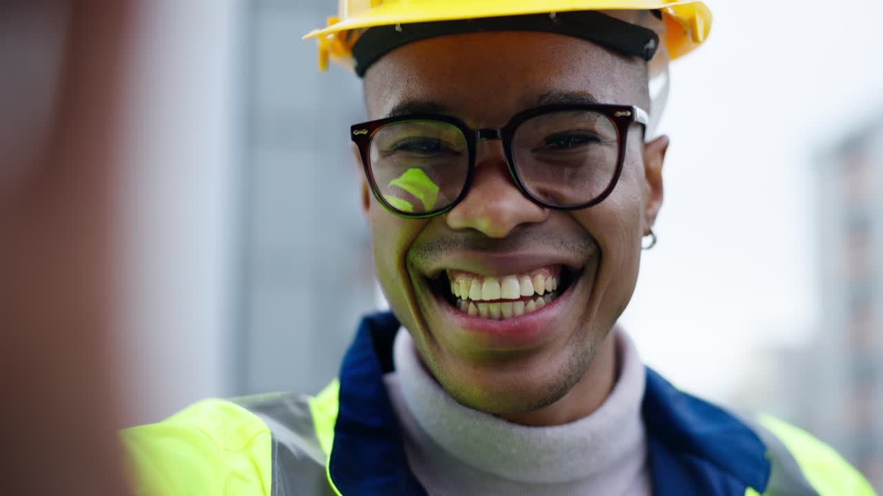 Selfie, peace sign and engineering with face