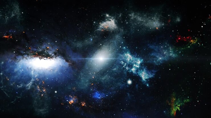 eine galaxie, die sich hinter dem nebel befindet, der sich im raum bewegt