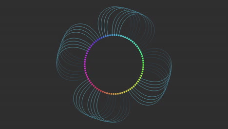 linhas circulares coloridas em fundo escuro