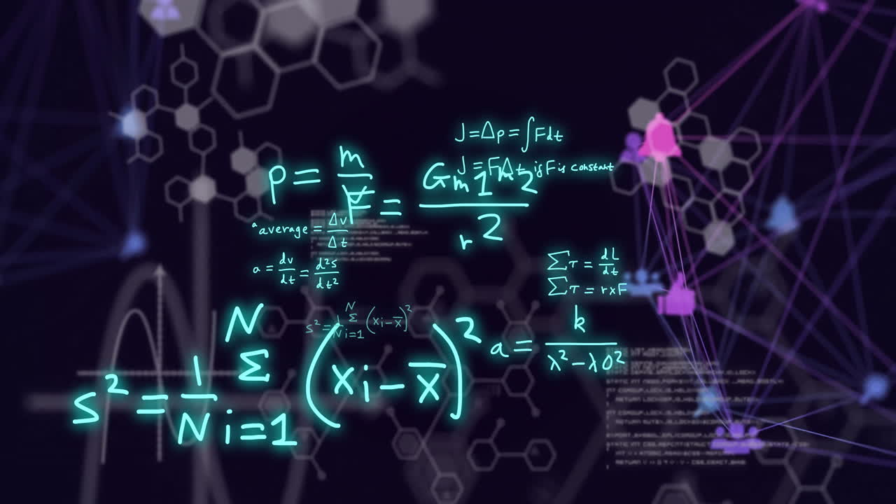 анимация обработки научных данных на темном фоне