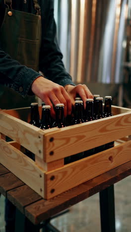 beer bottling process at brewery
