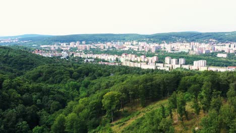 Small-East-European-city-with-apartment-buildings-on-the-edge-of-the-forest