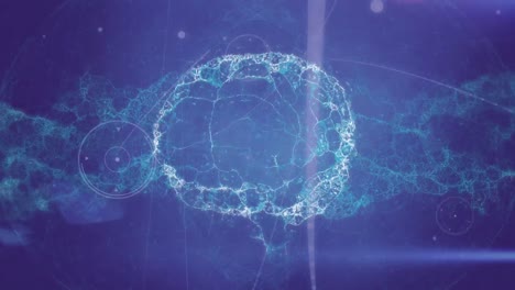 animación del procesamiento de datos y el cerebro sobre fondo azul