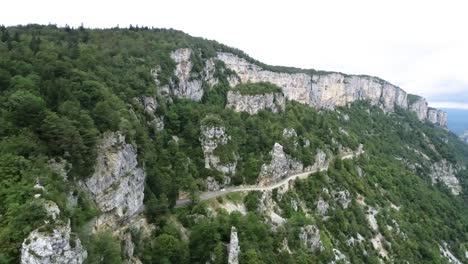 drone shot of the france mountains