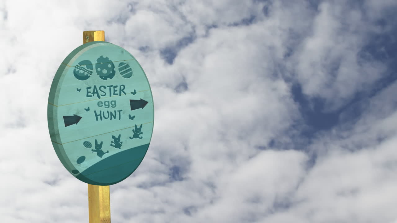 Animation of  round road sign with the sky in the background