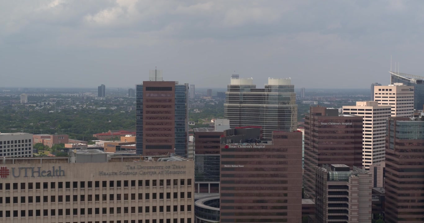 Vista de drone do Texas Medical Center em Houston
