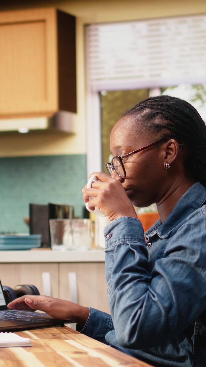 Vertical Video Black woman programmer developing web code and software systems
