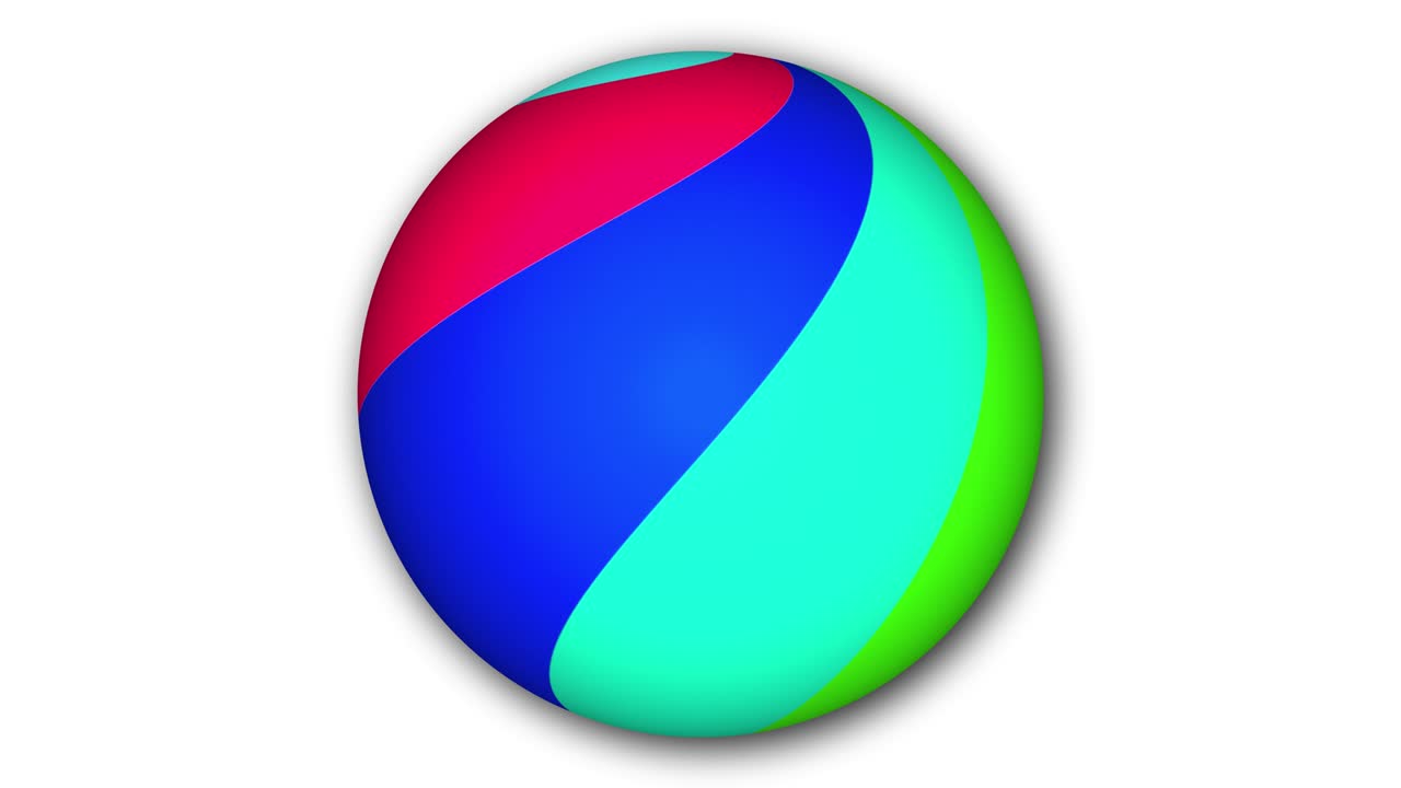 esfera abstracta de colores que se mueve en blanco. color rayado esfera abstracta que gira aislada en blanco.