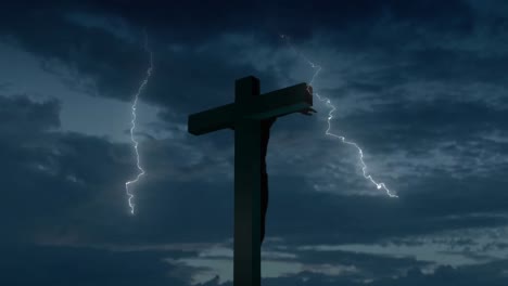 Digital-composition-of-thunder-effect-over-crucifix-on-cross-against-clouds-in-the-sky