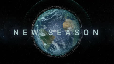 animation of new season and digital data processing over globe