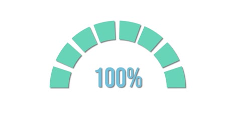 a smooth animation of a circular progress bar incrementing from 16% to 100% on a white background