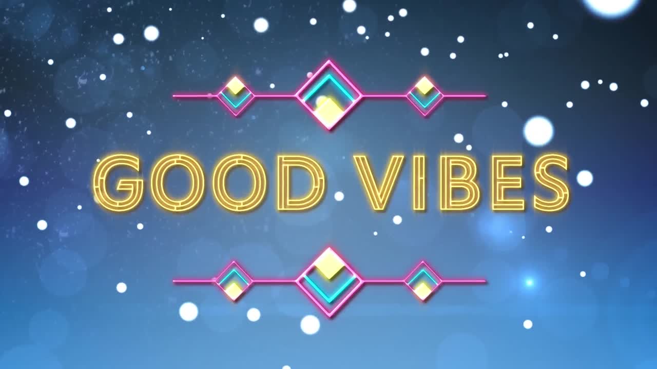 animación de buenos ritmos texto sobre puntos de luz sobre fondo azul