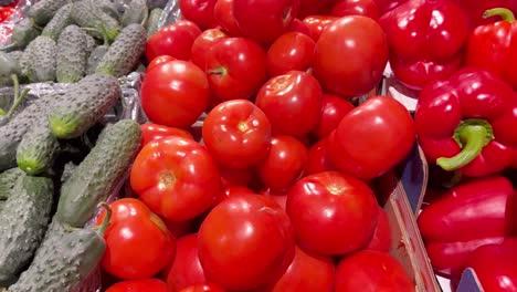 farmers market with freshly picked vegetables on the counter. products of local farmers. high quality 4k video