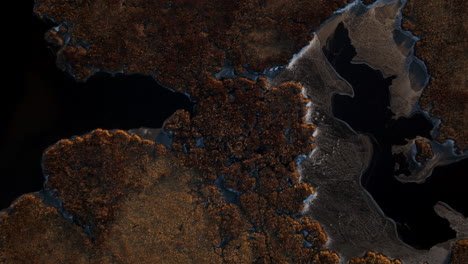 top view of marais de la riviere aux cerises, natural area near magog, quebec, canada