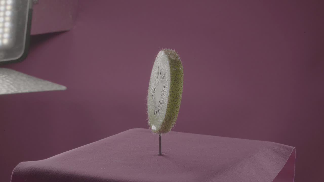 kiwi girando con bucle en la pantalla de fucsia para la llave de croma