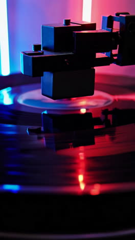 record player with neon lights