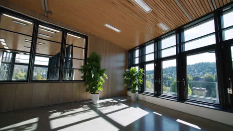 modern open plan office with city view