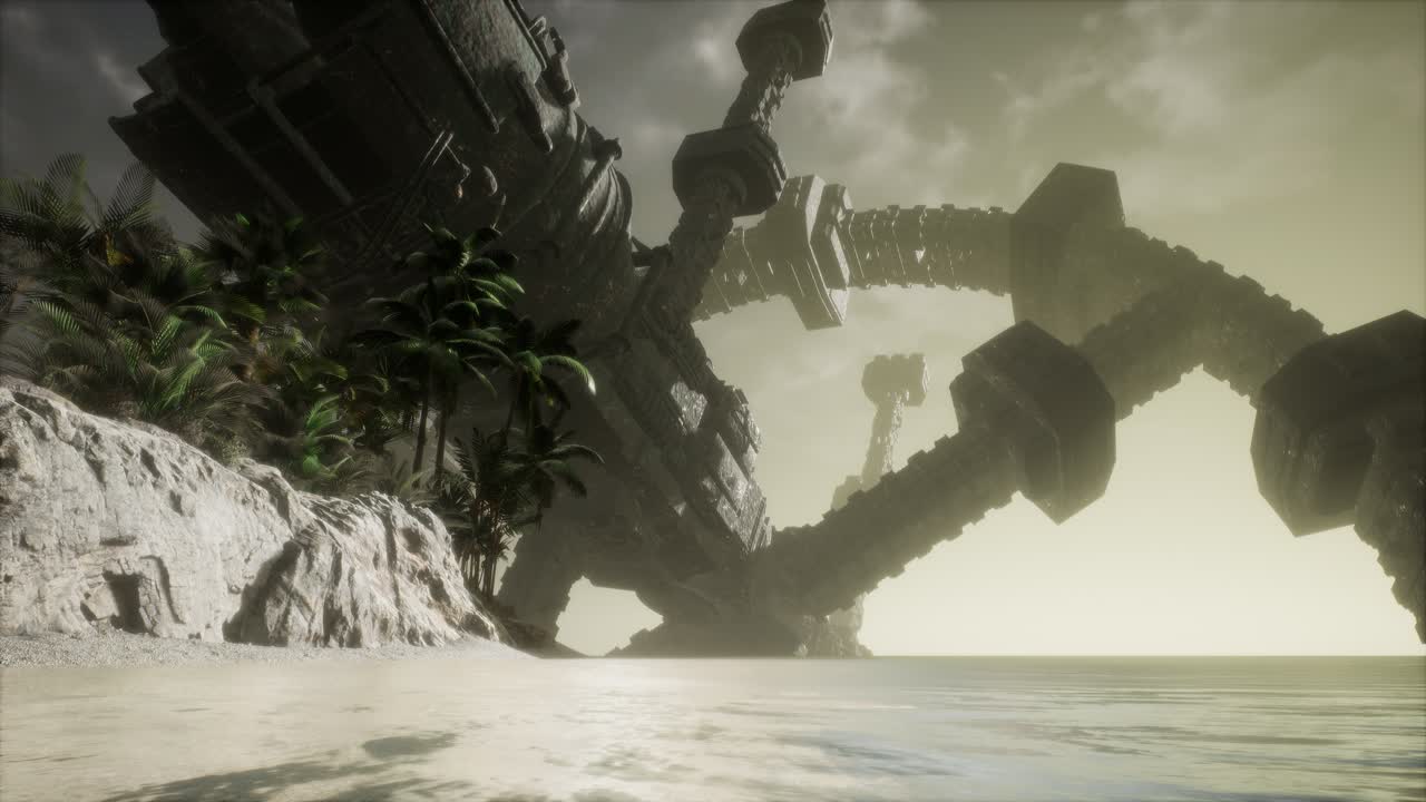 ufo가 열대 섬 근처의 바다에 추락했습니다.