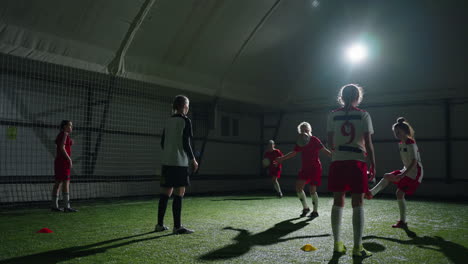 women's indoor soccer team practice