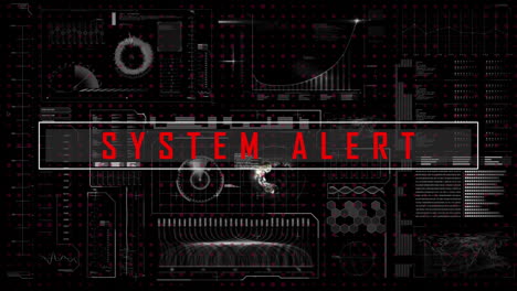 animation of system alert text and data processing over globe