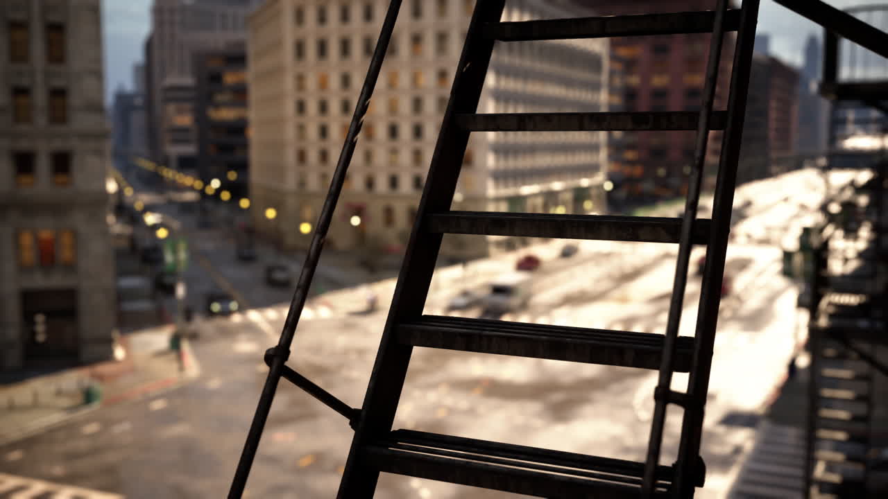 vista del paisaje urbano desde la escalera de escape de incendios