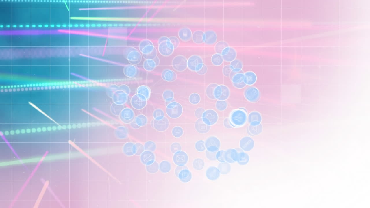 연결 및 아이콘의 네트워크와 함께 지구의 애니메이션