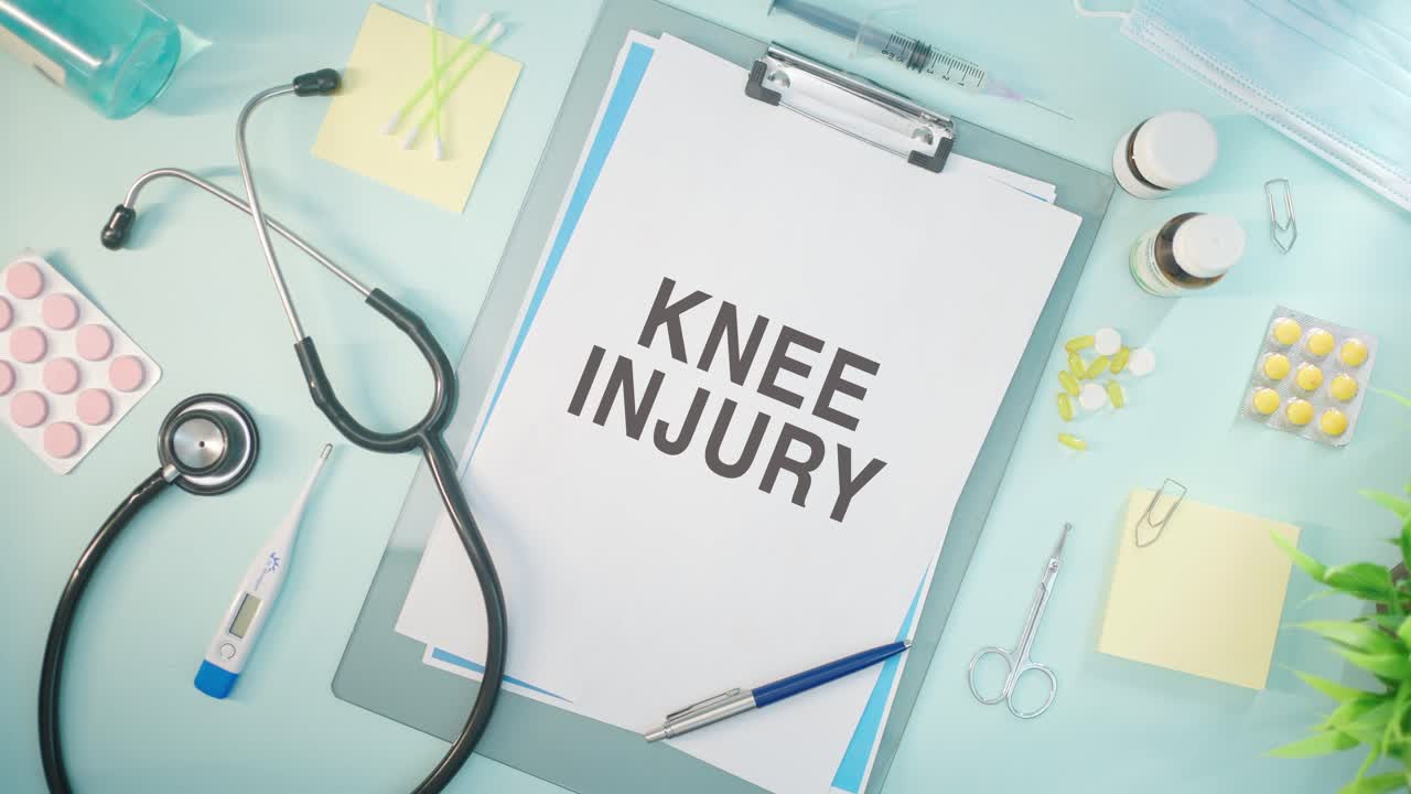 KNEE INJURY WRITTEN ON MEDICAL PAPER