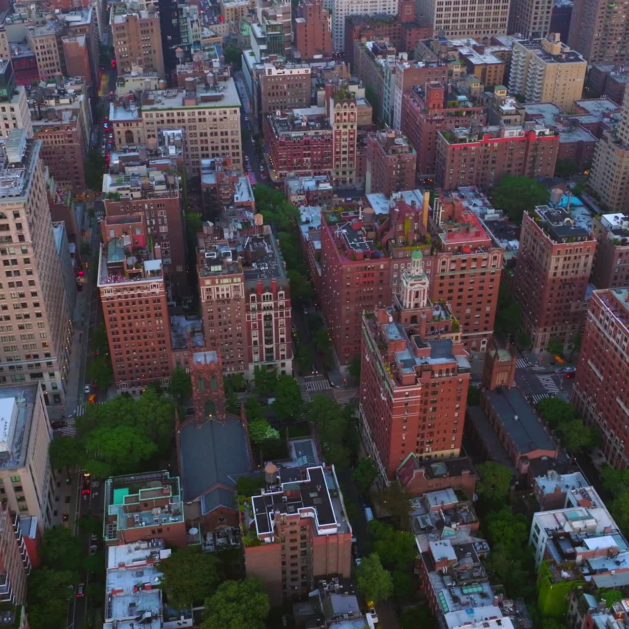 Daytime panorama of remarkable New York. Drone footage over the diverse buildings of metropolis. Aerial view