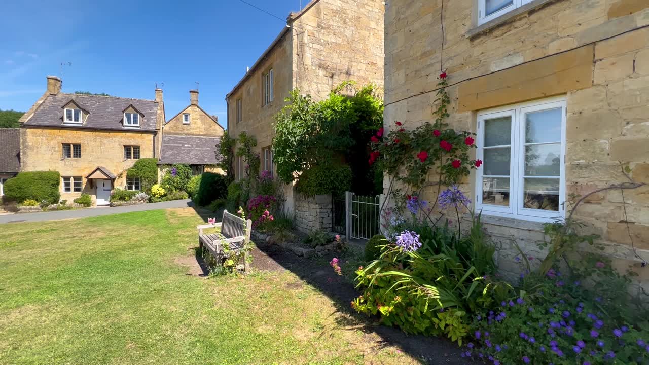 Stanton is a beautiful village in the Cotswolds area of Gloucestershire and is built almost completely of honey-coloured Jurassic limestone - England, UK