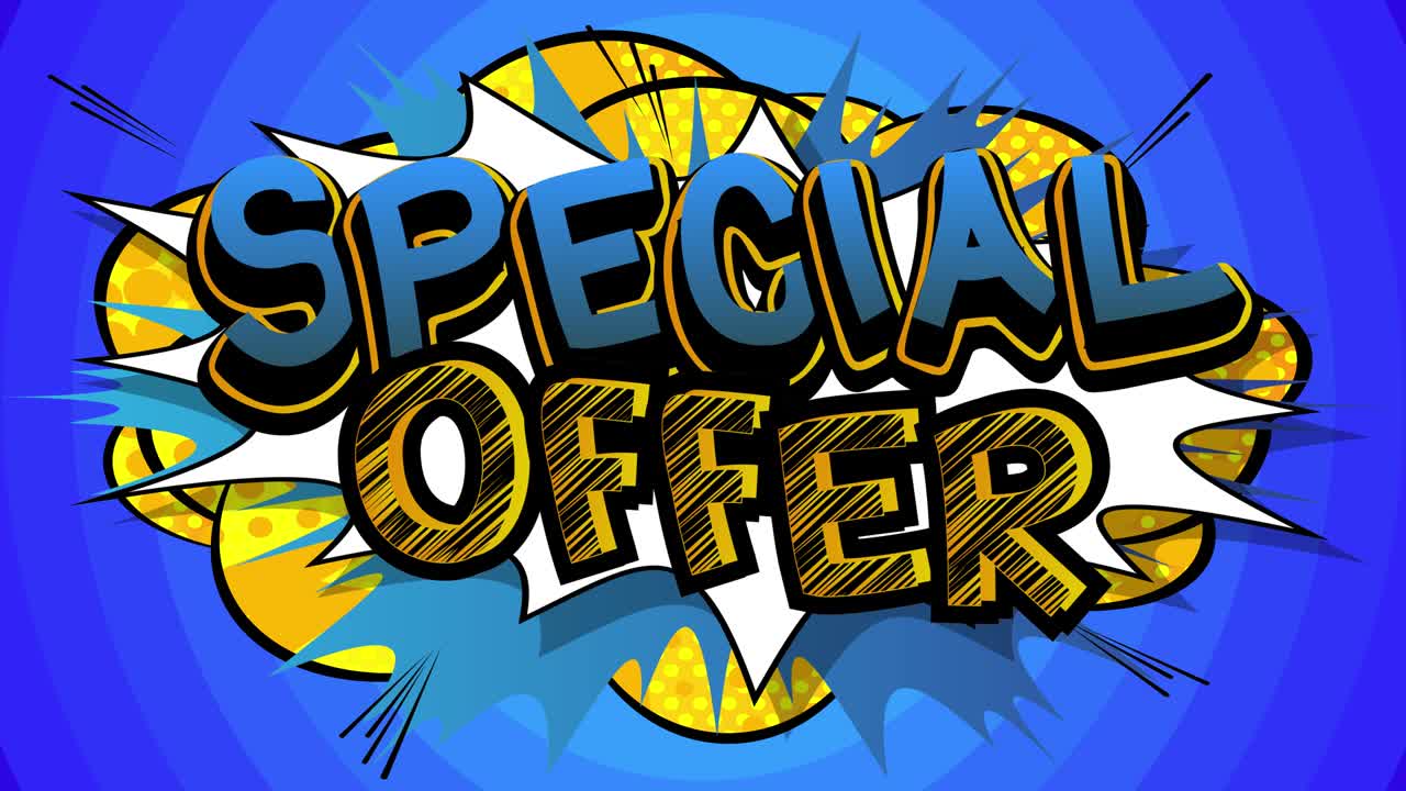 Offerta Speciale - Parole da Fumetto. Saldi, shopping, concetto di commercio al dettaglio