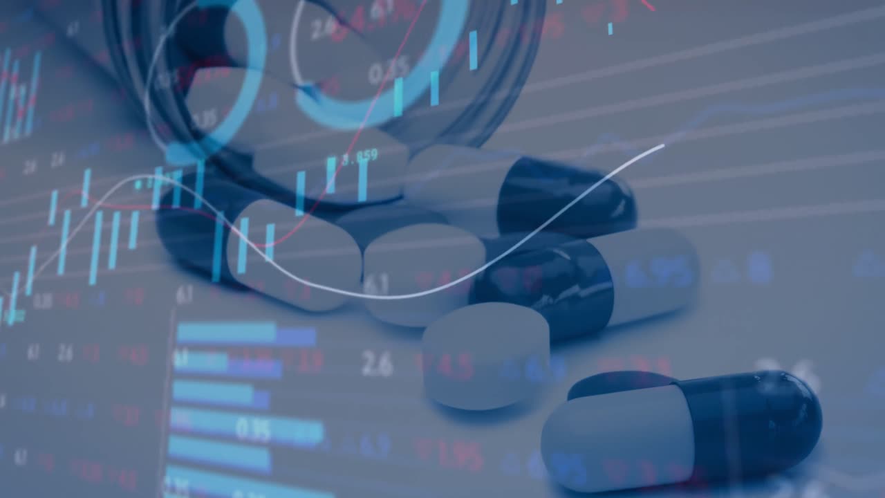 알약과 약물에 대한 데이터 처리 애니메이션