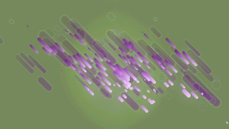 Animation von mehreren lila Lichtspuren, die sich auf grünem Hintergrund bewegen.