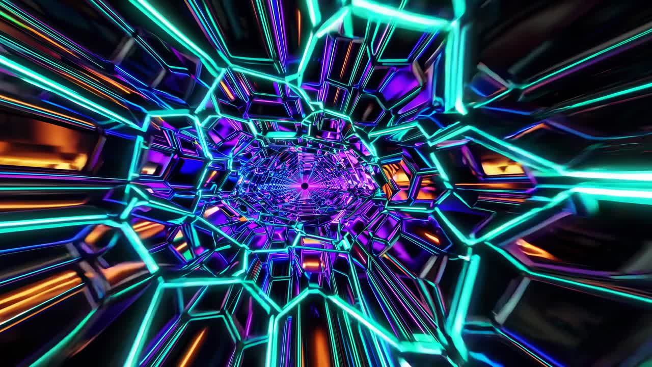 túnel geométrico brillante de neón