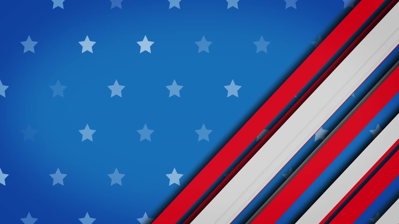 Animação da bandeira dos EUA com estrelas brancas em azul e listras brancas e vermelhas em loop contínuo.