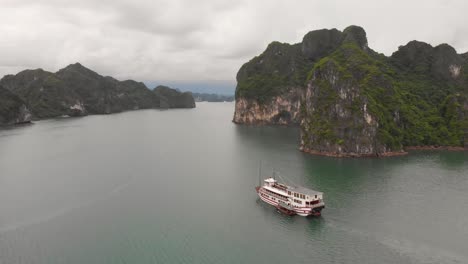closing in overview clip of cruise ships in halong bay vietnam