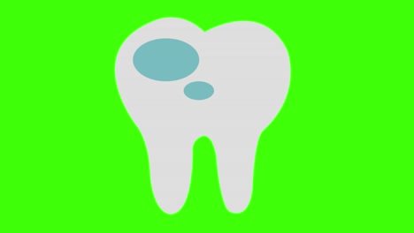 tooth on a green screen background