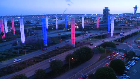 The-colorful-lights-of-Los-Angeles-International-airport-glow-in-the-dark