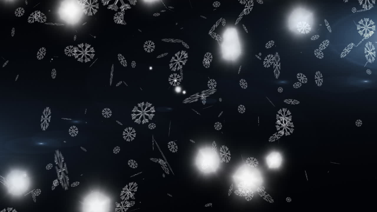 animación de copos de nieve cayendo sobre un fondo negro
