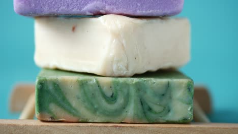 stack of colorful handmade soaps