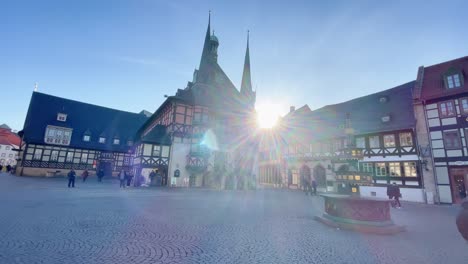 Hermoso-Centro-De-La-Ciudad-De-Wernigerode-Con-Ayuntamiento-Y-Mercado