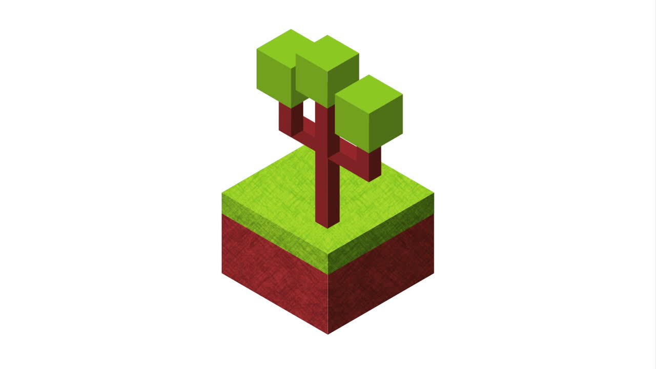 isometric terrain grass with tree