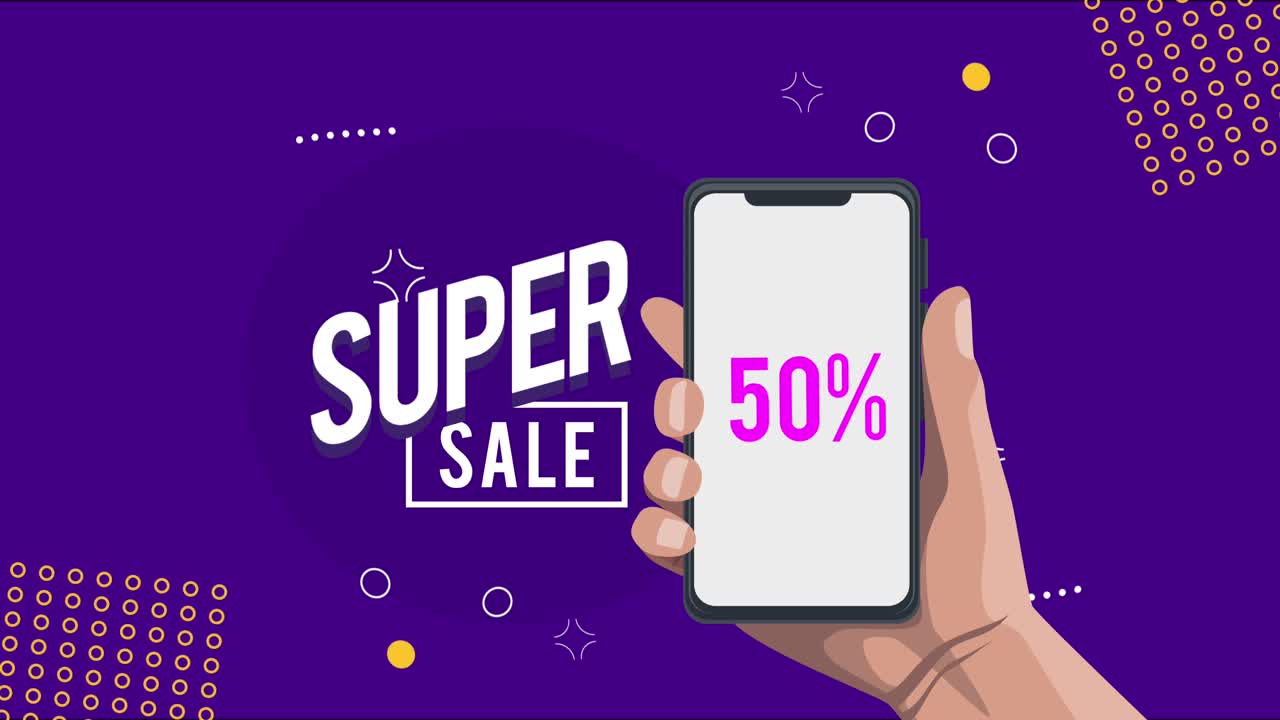 animación de promoción de la oferta de súper venta